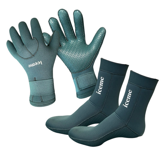 Isbadekit: hansker og sokker - Forest green